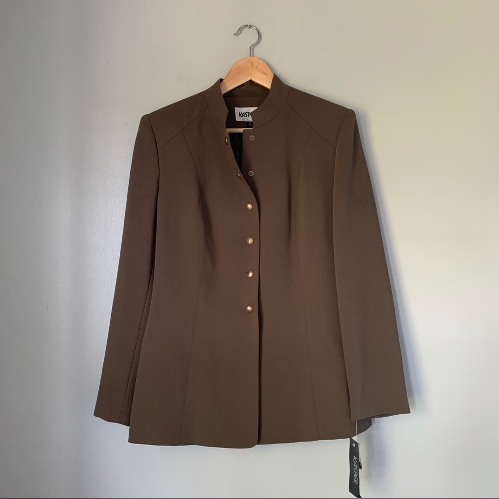 Kasper Brown Stand-Collar Blazer